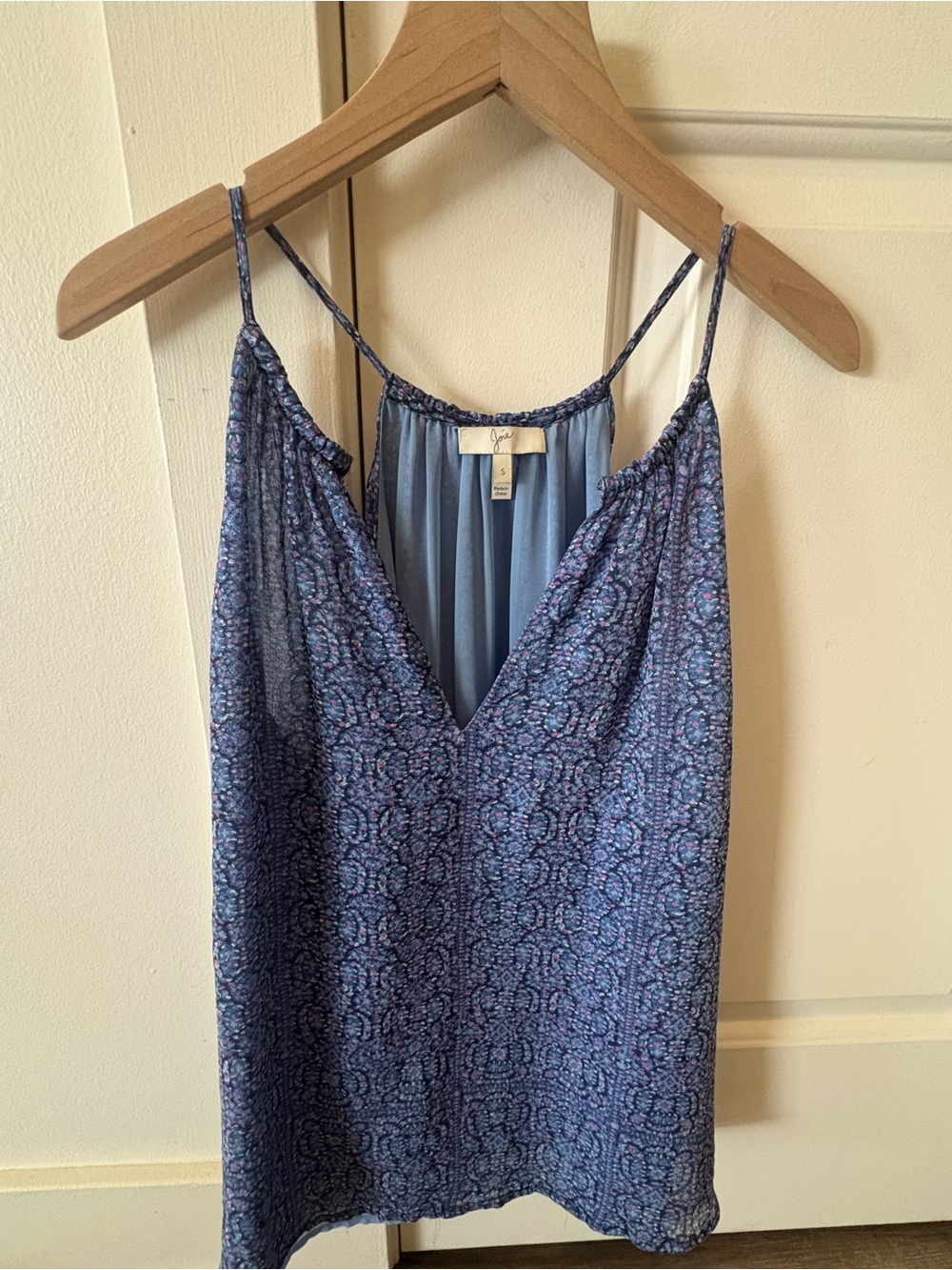Joie Silk Blend Blue Floral Print Sleeveless Tank Top Size Small